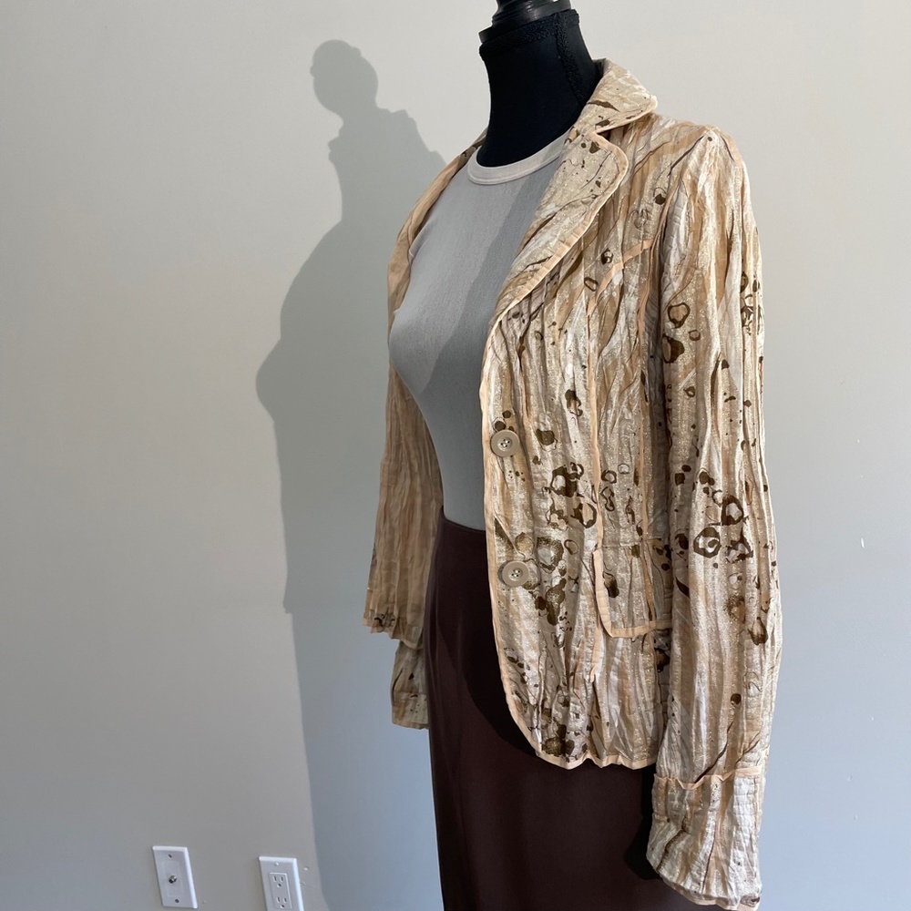 Glitzy Gold Thread Evening Dress Jacket Blazer Iridescent